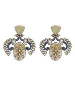 Silver plated white stone kundan earrings
