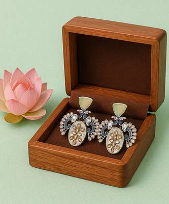Silver plated white stone kundan earrings 3