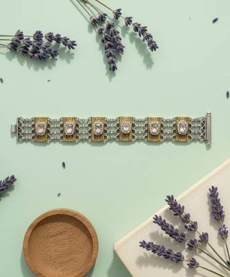 Dual tone white stone kundan bracelet 2