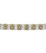Dual tone white stone kundan bracelet
