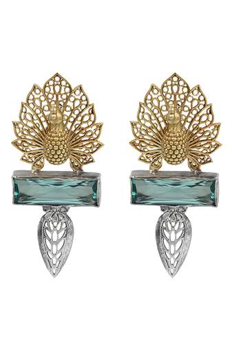 Gold plated blue stone stud earrings