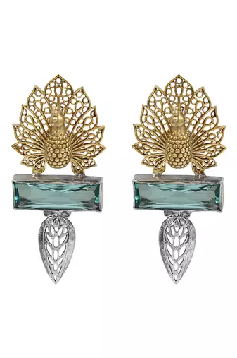 Gold plated blue stone stud earrings