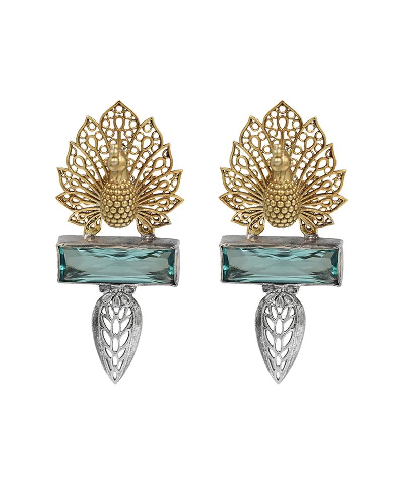 Gold plated blue stone stud earrings