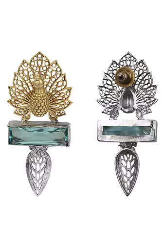 Gold plated blue stone stud earrings