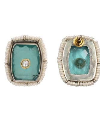 Silver plated green stone kundan stud earrings 3
