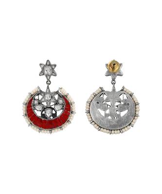 Silver plated red stone chand style earrings 3