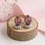 Silver plated pink stone stud earrings