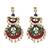 Gold plated red green stones chandbali earrings