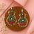 Gold plated red green stones chandbali earrings