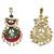Gold plated red green stones chandbali earrings