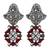 Silver plated red stone drop earrings