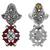 Silver plated red stone drop earrings