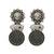 Silver plated black stone drop earrings