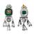 Silver plated green stone dangler earrings