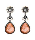 Silver plated orange peach stone dangler earrings