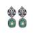 Silver plated green stone dangler earrings