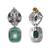 Silver plated green stone dangler earrings