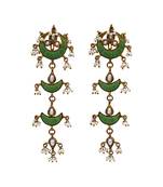 Gold plated green stones dangler earrings