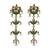 Gold plated green stones dangler earrings