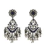 Silver plated blue stone dangler earrings