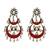 Silver plated red chandbali kundan earrings