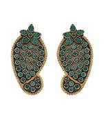 Gold plated green stone stud earrings