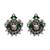 Silver plated green stone stud earrings