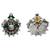 Silver plated green stone stud earrings