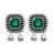 Silver plated green stone drop earrings