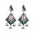 Silver plated green stone drop earrings