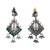 Silver plated green stone drop earrings