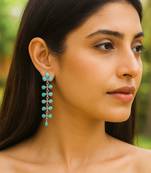 Silver plated turquoise blue stones drop earrings