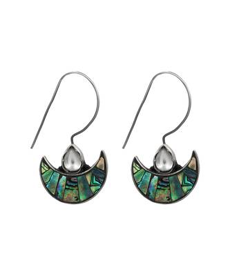 Silver plated green stone hook drop earrings 1
