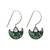 Silver plated green stone hook drop earrings