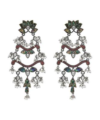 Silver plated multicolor beaded dangler earrings 1