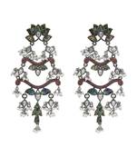 Silver plated multicolor beaded dangler earrings