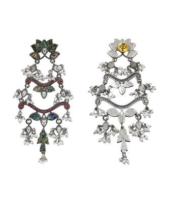 Silver plated multicolor beaded dangler earrings 3