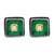 Silver plated green stone stud earrings