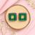 Silver plated green stone stud earrings
