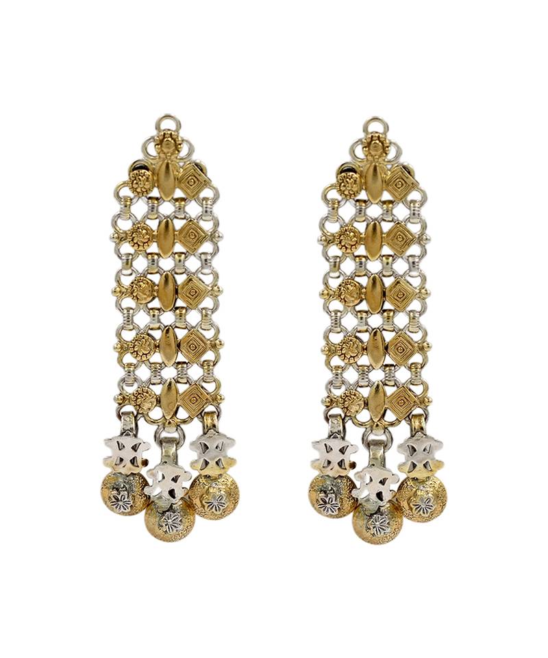 Gold plated long dangler earrings
