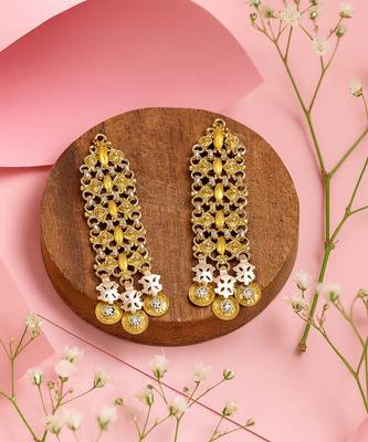Gold plated long dangler earrings 2