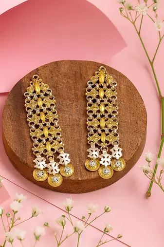 Gold plated long dangler earrings