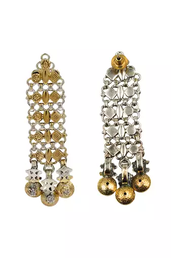 Gold plated long dangler earrings