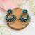 Silver plated turquoise blue chandbali earrings