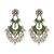 Silver plated green stone kundan dangler earrings