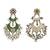 Silver plated green stone kundan dangler earrings