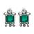 Silver plated green stone stud earrings