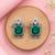 Silver plated green stone stud earrings