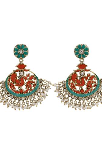 Antique gold multicolor dangler earrings