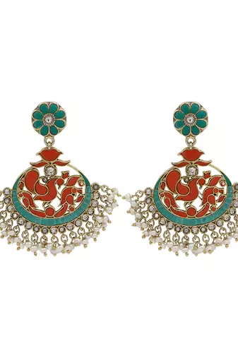 Antique gold multicolor dangler earrings